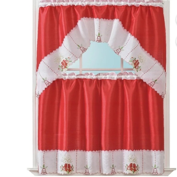 Royal Bell 3PC Christmas Kitchen Curtain Set - Picture 2 of 4